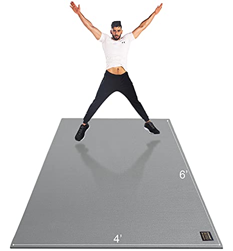 GXMMAT Large Exercise Mat 6'x4'/6'x5'/6'x6'(7mm), Thick Workout Mats for Home Gym Flooring, Extra Wide Non-Slip Durable Cardio Mat, Shoe Friendly, Perfect for Plyo, MMA, Jump Rope, Weights, Fitness - color: Grey Cool, size: 6*4 FT