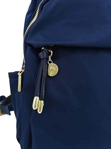 M-ioi-M Small Backpack Purse for Women, Fashion Nylon Daypack with Gold Hardware, Lightweight Water-Resistant Casual Commuting Bag for Work, College, City Walks, Fits up to 12" Tablet(Navy Blue,Small) - color: Navy Blue,small