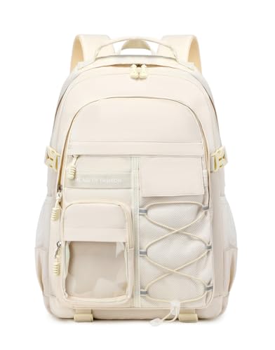 Laptop Backpack Boys Teen Bookbag Kids Middle Schoolbag Women Men 18in(white - color: 1-beige
