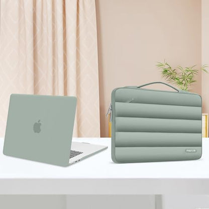 MOSISO Compatible with MacBook Air 15 inch Case M5 2026 M4 2025 M3 2024 M2 2023 A3448 A3241 A3114 A2941, Plastic Hard Shell Case&Puffy Sleeve Bag&Keyboard Skin&Webcam Cover&Screen Film, Antique Green - color: Antique Green