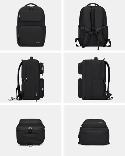 MILADA Expandable Travel Backpack 28L to 39L, TSA-Approved Carry On Backpack with 17 Inch Laptop Compartment, School Business Work Backpack for Men & Women, Black - color: Black