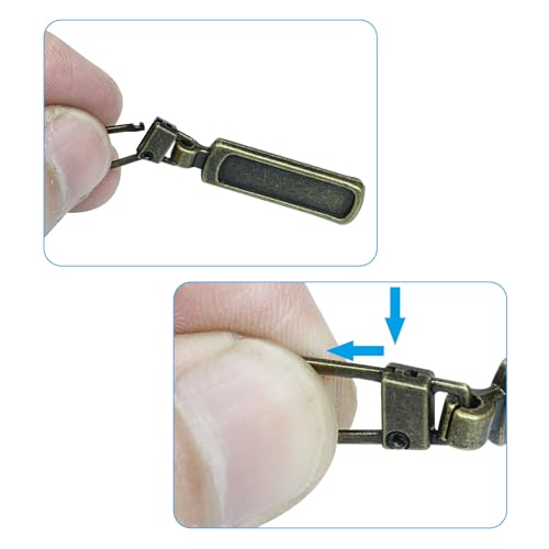 Auvotuis 4Pcs Zipper Pull Replacement for Small Holes, Detachable Tiny Zipper Replacement Slider, Spare Zipper Pulls for Luggage/Jackets/Backpacks/Boots/Purses (Bronze) - style: Bronze