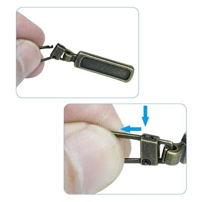 Auvotuis 4Pcs Zipper Pull Replacement for Small Holes, Detachable Tiny Zipper Replacement Slider, Spare Zipper Pulls for Luggage/Jackets/Backpacks/Boots/Purses (Bronze) - style: Bronze