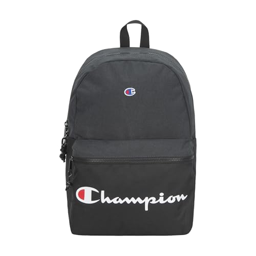 Champion Manuscript Backpack with Padded Adjustable Straps, Water Bottle Pocket for Work, Travel, Daily Use - color: Black