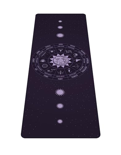 nuveti Printed Travel Yoga Mat-1/16 Inch Thick Non Slip Fitness Workout Mat with Carrying Bag, Foldable Lightweight Suede & Natural Rubber Yoga Mat for Yoga Pilates and Fitness 72" L x 24" W x 1.5mm - color: ShiErGongWei