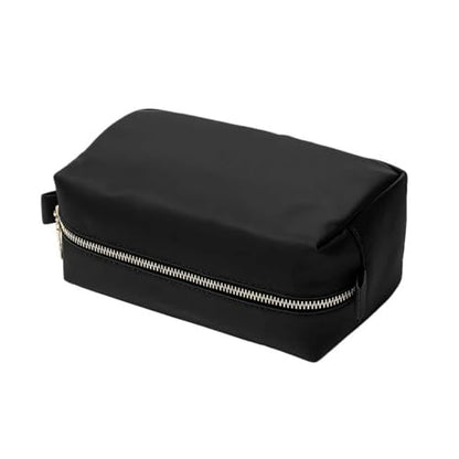 Organizer Bag Lightweight Cosmetic Bag with Ring Clasp Perfect Travel Makeup Bag for Women nylon Stand Up Design (Black/Nylon) - color: Black-nylon