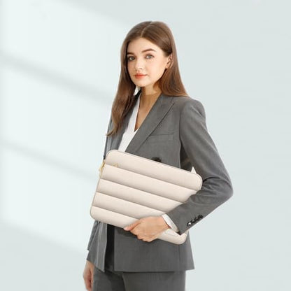 MOSISO Laptop Case 16 inch, 15-15.6 inch Puffy Laptop Sleeve Compatible with MacBook Pro 16 M5 M4 M3 M2 M1, HP Dell ASUS Acer Toshiba Lenovo, Polyester Horizontal Bag with Small Case, Sand - color: Sand, size: 16 inch