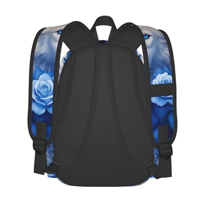cfpolar 17 Inch Backpack Blue Rose Wolf Laptop Bag Shoulder Bag School Bookbag Casual Daypack For Boys Girls - color: B2-blue Rose Wolf