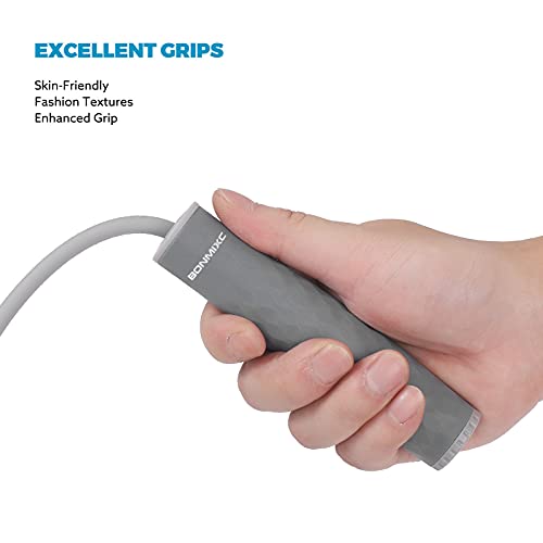 Jump Rope 3 Styles | 1-LB Weighted Jump Rope for Adults Women. || Speed Jump Rope with Ball Bearings for Fitness. ||| Lightweight Skipping Ropes (2 Pack) for Kids and Adult Beginners. - color: 1LB Weighted Gray (1 Pack)