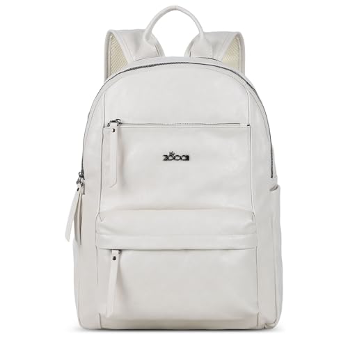 ZOCAI Large Leather Backpack Purse for Women – Vegan Retro Leather Travel Backpack for Women with Compartment, Multiple Pockets Roomy Large Capacity Daypack for Work Traveling. - color: Beige