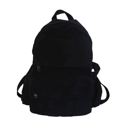 MaxxCloud Women's Heavy Cotton Canvas Laptop Backpack Lightweight Casual Hiking Daypack Travel Bag - color: Black