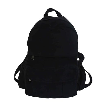 MaxxCloud Women's Heavy Cotton Canvas Laptop Backpack Lightweight Casual Hiking Daypack Travel Bag - color: Black