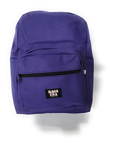 Backpack With Front Pockets, Made to carry Heavy Books,University Backpack With Padded Shoulder Straps Made in USA. (Purple)