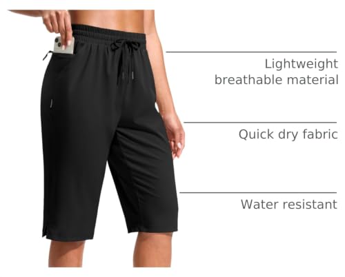 G Gradual Women's 13" Long Hiking Shorts with 3 Pockets - color: Black, size: Small