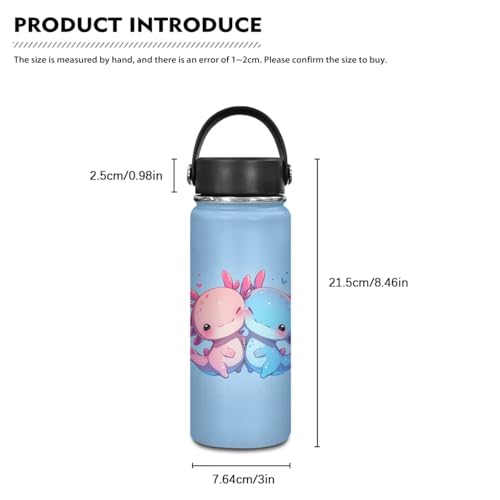 Flashideas Cute Axolotl Backpack for Girls Boys Backpack with Lunch Box 32 oz Water Bottle and Water Bottle Bag 4Pcs Set 17" Bookbag with Compartments for School Sturdy School Bag for Kids Elementary - color: Cute Axolotl-8