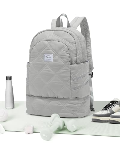 Gym Backpack for Women Men, Lightweight Gym Bag with Shoe Compartment, Water Resistant Sports Backpack with Wet Pocket, Large Capacity Cheer Backpacks for Girls, Grey - color: F3-grey