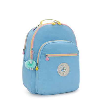 Kipling Women's Seoul Extra Large 17" Laptop Backpack, Durable, Roomy with Padded Shoulder Straps, Built-In Protective Sleeve - color: Pool Blue Mix Pop, size: 13.5''L x 17.75''H x 9''D