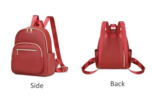 Mini Backpack Purse for Women PU Leather Small Backpack Fashion Multi Pockets Casual Daypacks Ladies Travel Shoulder Bags Burgundy - color: Burgundy