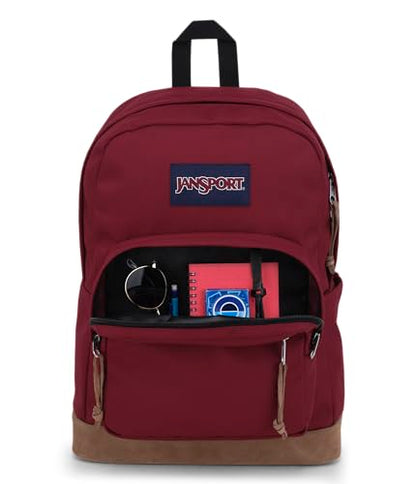 JanSport Right Pack Backpack - Durable Daypack with Padded 15" Laptop Sleeve, Spacious Main Compartment & Integrated Water Bottle Pocket - Russet Red - color: Russet Red