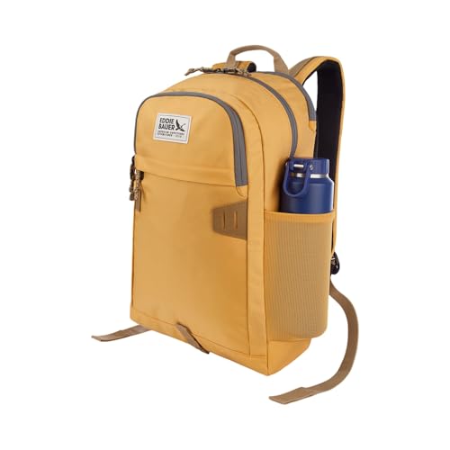 Eddie Bauer University Backpack 26L | Everyday Carry | Work | Travel | Commuter | Padded Laptop Sleeve | Stretch Bottle Pockets | Lightweight | Durable - Field Gold - color: University - Field Gold, size: 26L