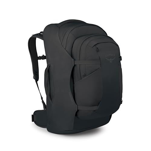 Osprey Farpoint 70L Men's Travel Backpack - Large Adjustable Travel Bag with Detachable Daypack, Black - color: Black, style: 70l
