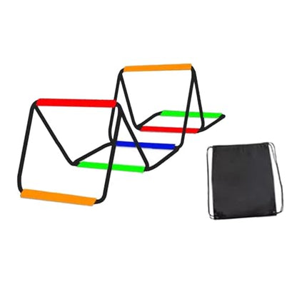 Agility Ladder Speed Ladder Footwork Ladder Workout Ladder Carbon Steel Construction Foldable Design Suitable for Athletic Training Coaches Athletes - size: 6 Grids With Bag