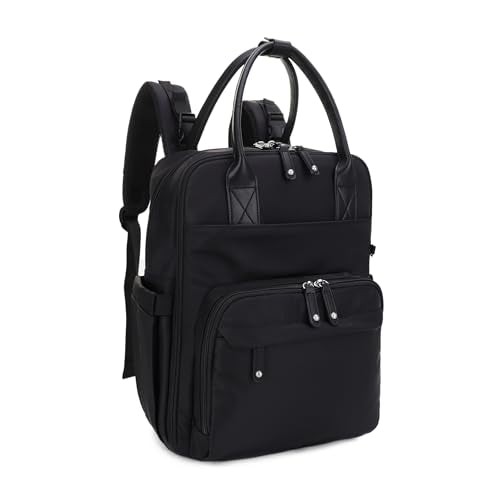 JESSIE & JAMES BeBe CCW Diaper Bag Nylon Backpack Multi Function Backpack with Changing Pad & Stroller Straps_Black/Black - color: Black/Black