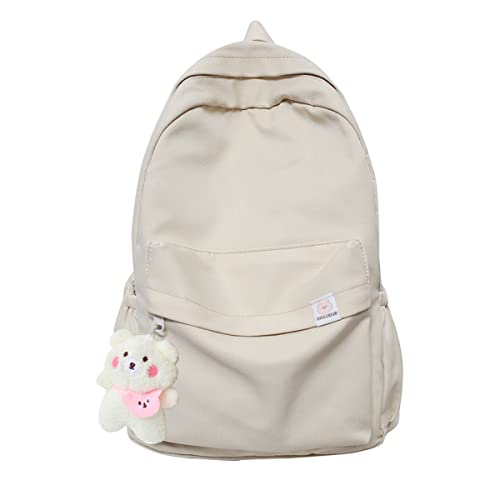 Eagerrich Aesthetic Cute School Backpack for Teens Girls Laptop Bag - color: Beige