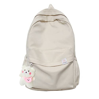 Eagerrich Aesthetic Cute School Backpack for Teens Girls Laptop Bag - color: Beige
