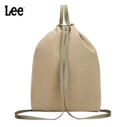 Lee Drawstring Backpack Bag Lightweight Small Gym Swim Beach Bag Water Resistant Sports Sackpack for Men Women, LEE48-002KH - color: Khaki