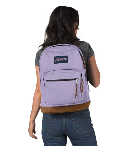 JanSport Right Pack Backpack - Durable Daypack with Padded 15" Laptop Sleeve, Spacious Main Compartment & Integrated Water Bottle Pocket - Pastel Lilac - color: Pastel Lilac