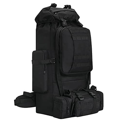 100L Camping Hiking Backpack,Molle military Tactical rucksack backpack,Waterproof Lightweight Hiking Backpack (Black) - color: Black