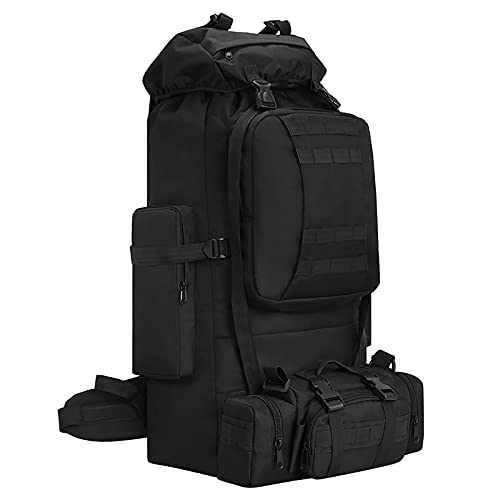 100L Camping Hiking Backpack,Molle military Tactical rucksack backpack,Waterproof Lightweight Hiking Backpack (Black) - color: Black