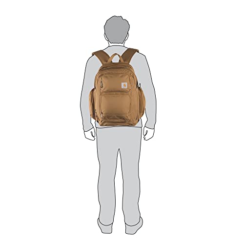 Carhartt 35L Triple-Compartment Backpack, Durable Pack with Laptop Sleeve and Duravax Abrasion Resistant Base, Carhartt Brown - color: Carhartt Brown