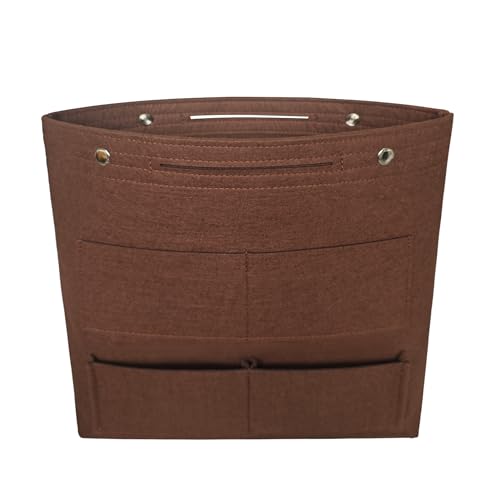 Vercord Extra Tall Felt Bag Organizer Vertical Height Design for Deep Tote and Backpack Bags Brown - color: Brown