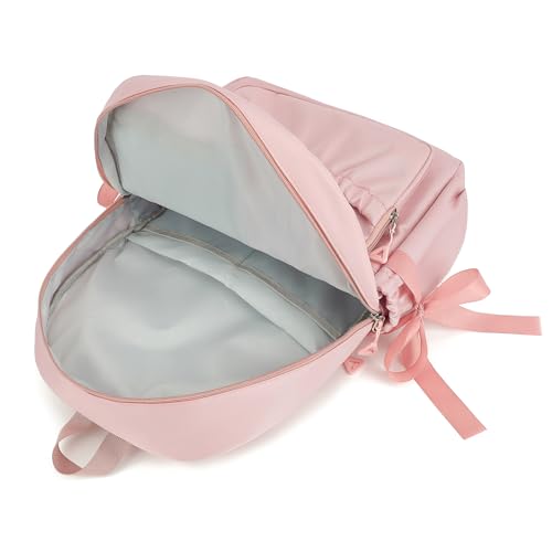 Girls Elementary School Backpack with Bows for Kids Kawaii Coquette Bookbag - color: Pink, size: Medium (15"h)