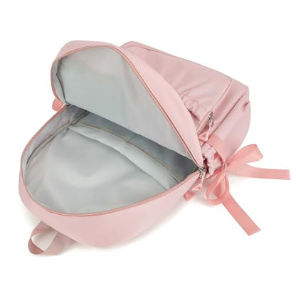 Girls Elementary School Backpack with Bows for Kids Kawaii Coquette Bookbag - color: Pink, size: Medium (15"h)