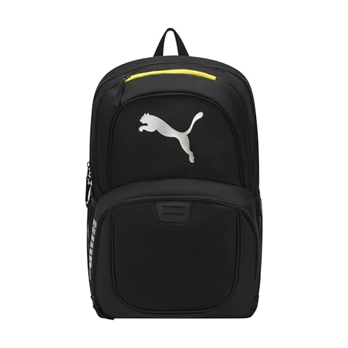PUMA unisex-adult Contender Backpack with Laptop Sleeve, Item Organizer & Media Pocket - color: Black/Lux Lime