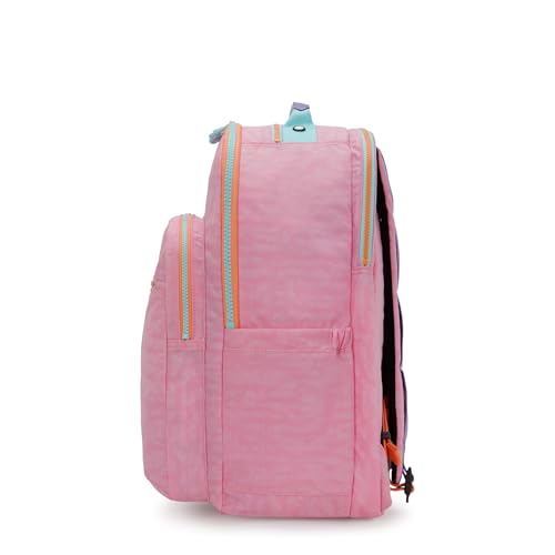 Kipling Women's Seoul Extra Large 17" Laptop Backpack, Durable, Roomy with Padded Shoulder Straps, Built-In Protective Sleeve - color: Bubblegum Pink Mix Pop, size: 13.5''L x 17.75''H x 9''D