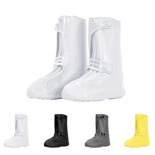 Waterproof Shoe Covers Non-Slip Rain Shoe Covers Reusable Silicone Shoes Covers For Rain Resistant Rain Boots For Men Women Outdoor Overshoes Protection - color: White-02, size: XL (Men 6.5-8 / Women 8-9.5)