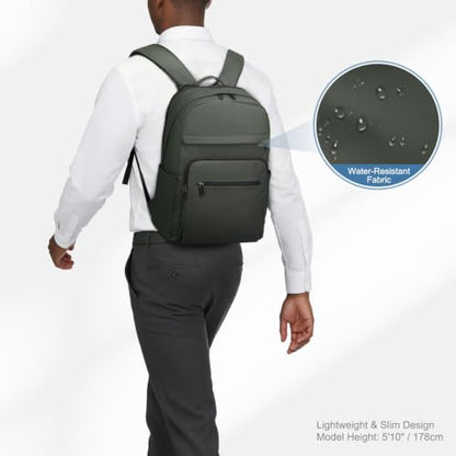 16 Inch Laptop Backpack for Men, Business Work Backpack for Everyday Commute, Waterproof Travel Office Computer Bag, Green - color: Green