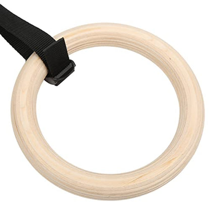 Luocute Gymnastic Rings, Wooden Gym Rings with Adjustable Buckle Straps 330lbs Capacity, for Home Gym Full Body Workout and Fitness Training