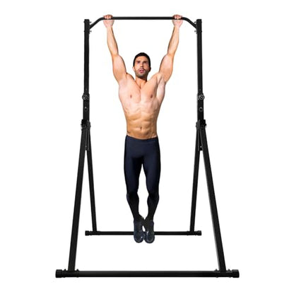 Foldable Pull Up Bar Free Standing Pull Up Dip Station Height Adjustable Pull Up Station for Home Power Tower Workout Pull Up Bar Station
