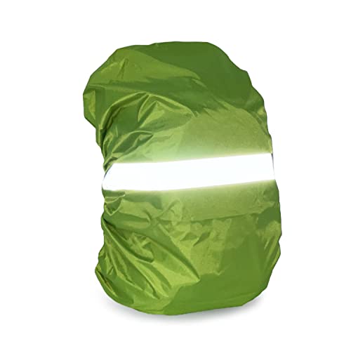 Jaegvida Waterproof Backpack Rain Cover 30L-100L Reflective & Non-Reflective Lightweight Durable Hiking Camping Bike Rain Shield - color: Light Green-Reflective Strip, size: 60-70L