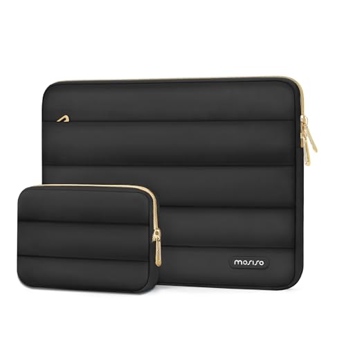 MOSISO Laptop Case 13.3 inch,13-13.3 inch Puffy Laptop Sleeve Compatible with MacBook Neo/Air 13.6 M5 M4 M3 M2 M1/Pro 13/14,HP Dell ASUS Lenovo,Polyester Horizontal Bag with Small Case, Black - color: Black, size: 13.3 inch
