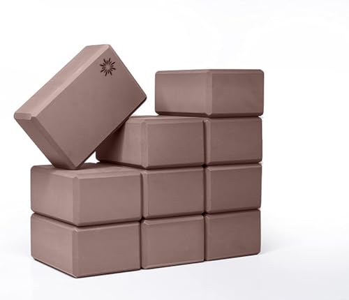 4" Yoga Block, 10 Pack Bulk EVA Foam Yoga Blocks, Firm and Supportive Yoga Brick, Balance Foam for Stretching, Pilates, and Workout, 4" x 6" x 9" - color: Mocha