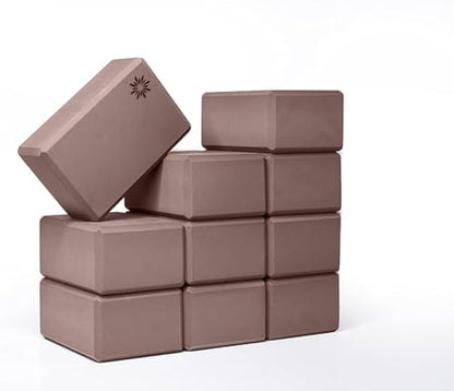 4" Yoga Block, 10 Pack Bulk EVA Foam Yoga Blocks, Firm and Supportive Yoga Brick, Balance Foam for Stretching, Pilates, and Workout, 4" x 6" x 9" - color: Mocha