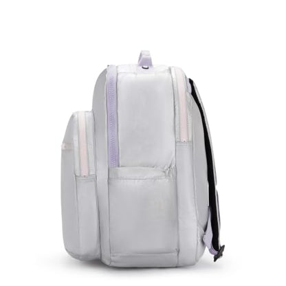 Kipling Women's Seoul Extra Large Bts 17" Laptop Backpack, Durable, Roomy with Padded Shoulder Straps, Built-In Protective Sleeve - color: Silver Glow Met, size: Large