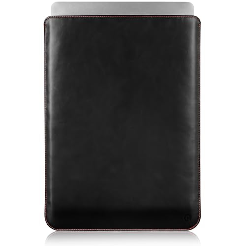 Casemade Real Leather Laptop Sleeve for MacBook Pro & Air Fits 13, 14, 15 & 16 Inch - Genuine Full Grain Leather with Soft Wool Lining (15 inch - MacBook Air M2/M3/M4/M5) - color: Black, size: 15" Air M2-M5