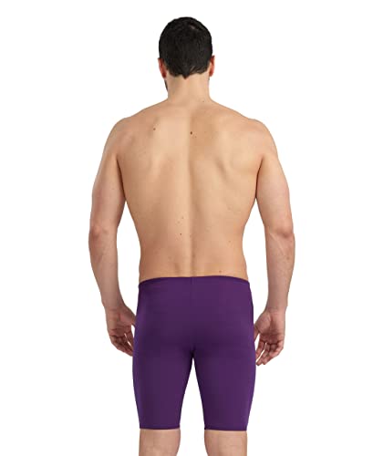Arena Men's Team Colors Solid Swim Jammer MaxLife Athletic Swimwear Pool Training Swimsuit Competitive Swimming Bathing Suit - color: Plum/White, size: 34